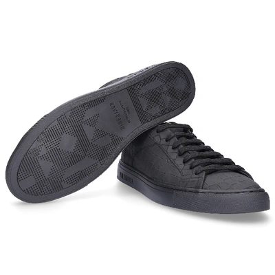Shop Hide & Jack Low-top Sneakers Gommato Calfskin Embossing Logo Black