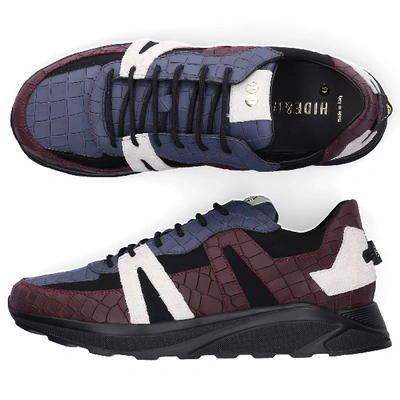 Shop Hide & Jack Low-top Sneakers Running Jet Calfskin Embossing Logo Blue Bordeaux In Red