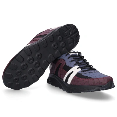 Shop Hide & Jack Low-top Sneakers Running Jet Calfskin Embossing Logo Blue Bordeaux In Red