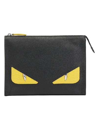 Shop Fendi Pouch In Nero/sunflower/pall.