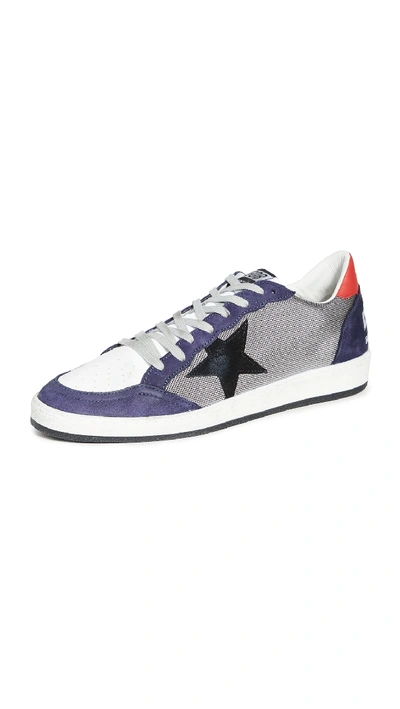 Shop Golden Goose Ball Star Sneakers In Silver/black