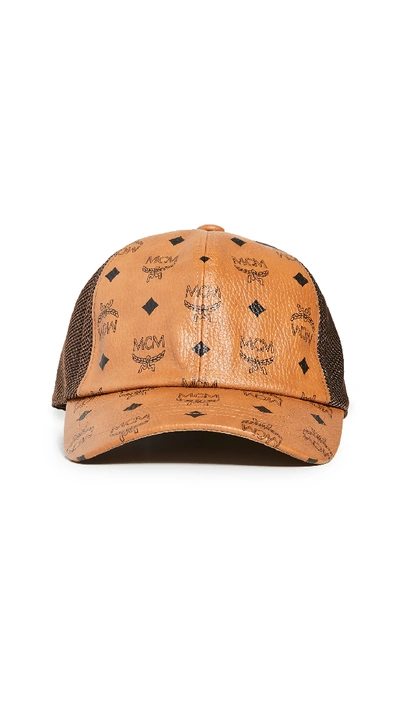 Shop Mcm Collection Cap In Cognac