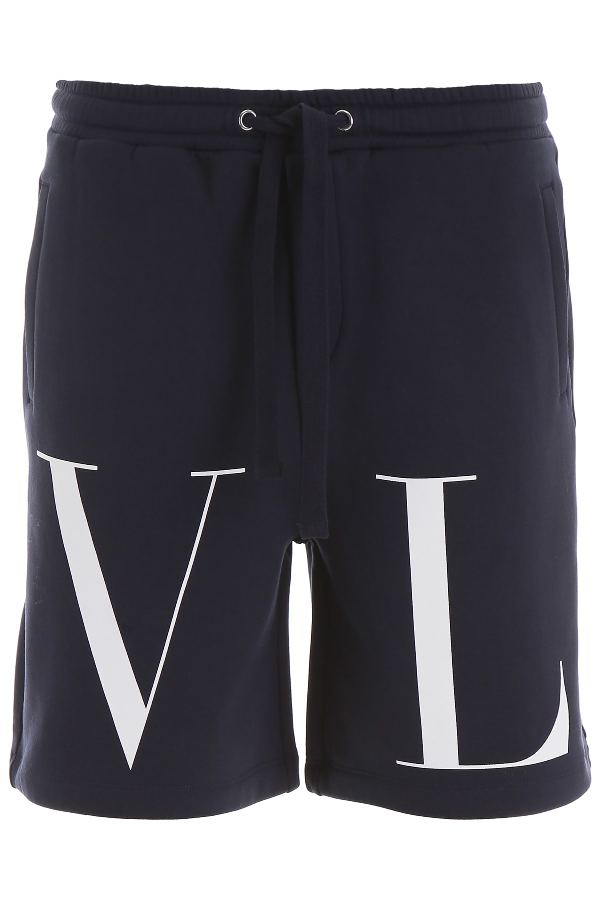 Valentino Vltn Bermuda Shorts In Navy Bianco (blue) | ModeSens