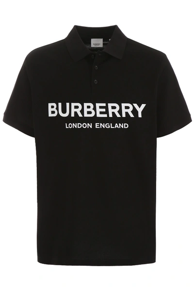 Shop Burberry Logo Piquet Polo Shirt In Black (black)