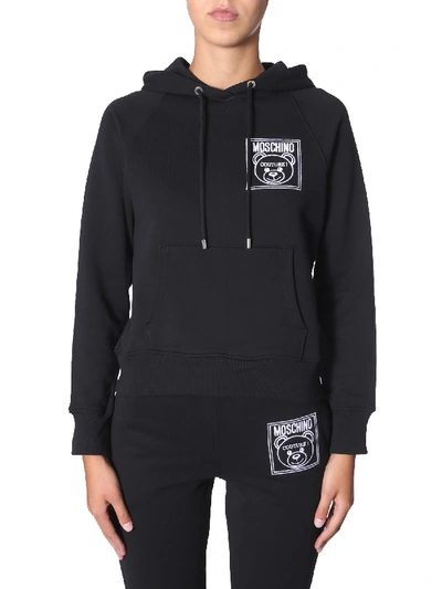 Shop Moschino Hooded Sweatshirt In Nero