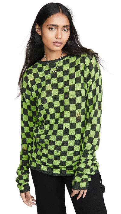 Shop Marc Jacobs The Checkered Sweater In Bright Green
