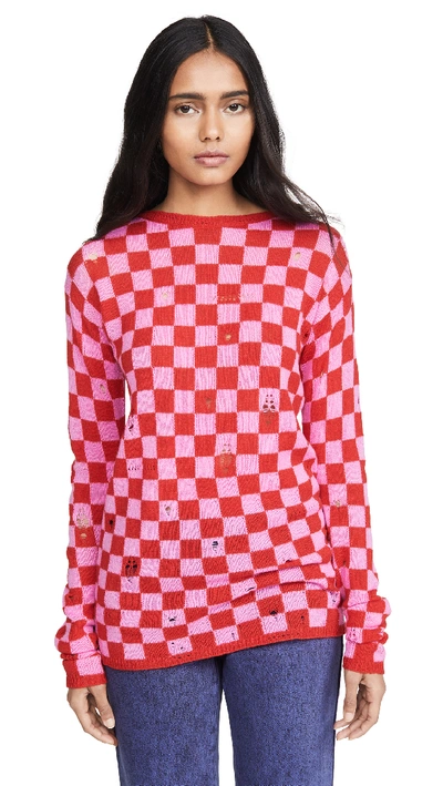 Shop Marc Jacobs The Checkered Sweater In Red Multi