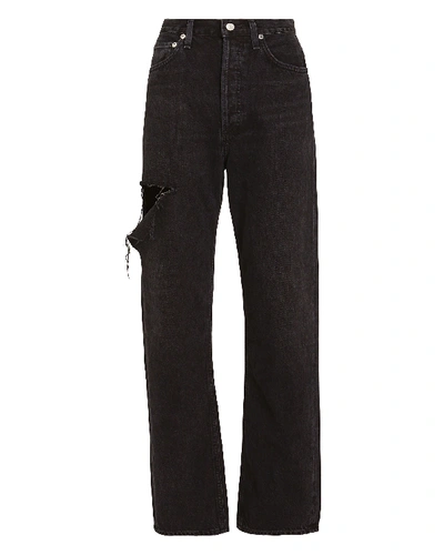 Shop Agolde 90's High-rise Loose Jeans In Black