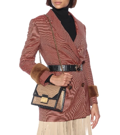 Shop Fendi Kan U Medium Leather Shoulder Bag In Brown