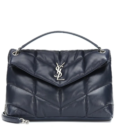 Shop Saint Laurent Loulou Puffer Medium Shoulder Bag In Blue