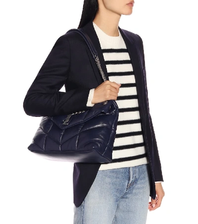 Shop Saint Laurent Loulou Puffer Medium Shoulder Bag In Blue