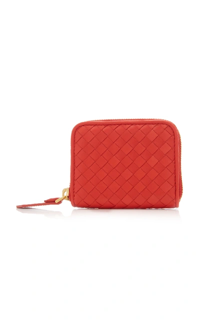 Shop Bottega Veneta Intrecciato Leather Wallet In Red