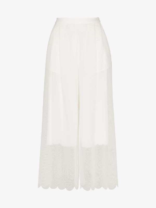 Paskal Wide-Leg Scallop Hem Culottes In White | ModeSens