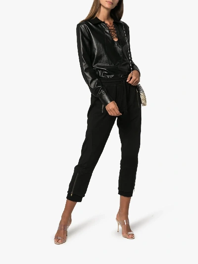 Shop Haider Ackermann Layered Cuff Cropped Track Trousers In Black