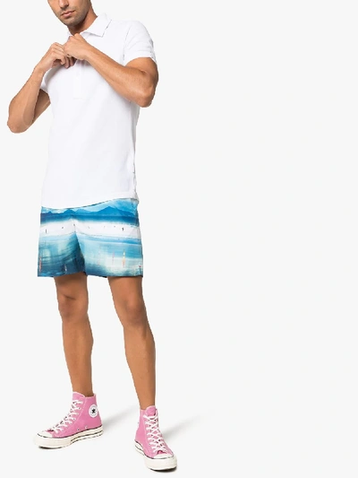 Shop Orlebar Brown Bulldog High Flyers Print Swim Shorts In Blue