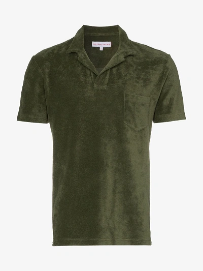 Shop Orlebar Brown Terry Towelling Polo Shirt In Green