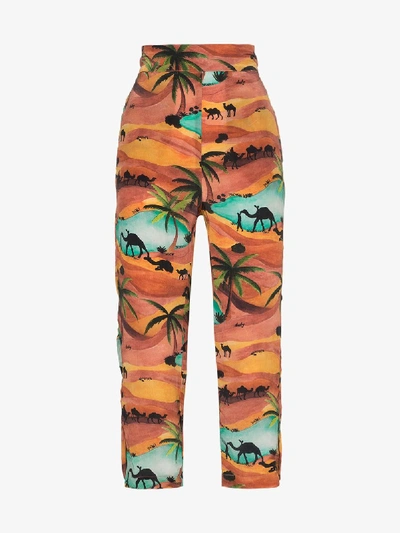 Shop Chufy Oasis Print Trousers In Orange