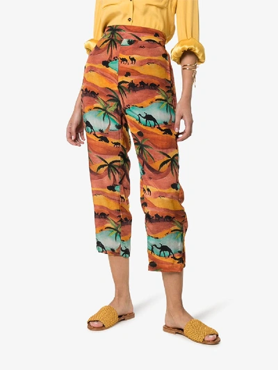 Shop Chufy Oasis Print Trousers In Orange