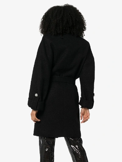 Shop Balmain Double-breasted Cocoon Coat In Black