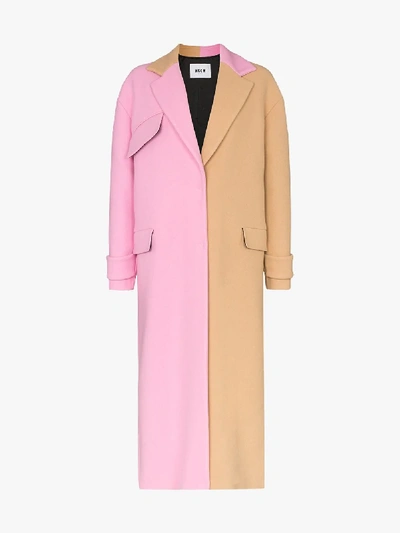 Shop Msgm Oversized Two Tone Coat In Neutrals