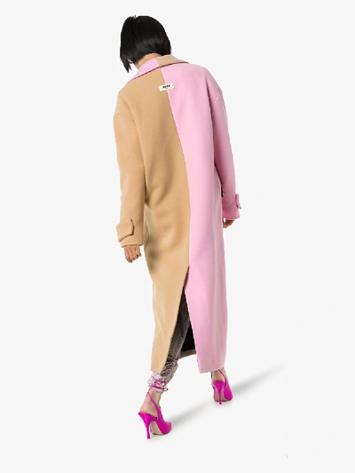 Shop Msgm Oversized Two Tone Coat In Neutrals