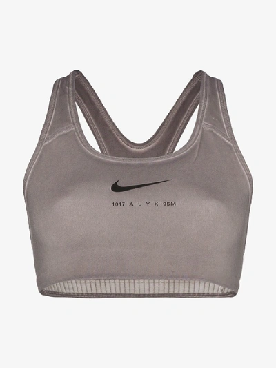 Shop Alyx 1017  9sm X Nike Grey Logo Sports Bra In Neutrals