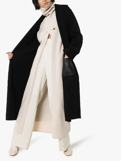 Shop Loewe Belted Wool Coat In Black