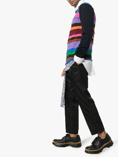 Shop Comme Des Garçons Shirt Striped Knitted Sweater In Multi