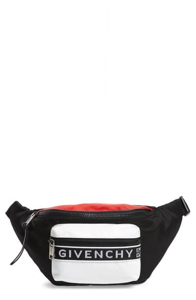 Shop Givenchy Logo Belt Bag - Black In Black/ Red/ White