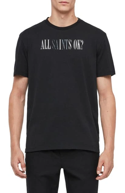 Shop Allsaints Ok Graphic Crewneck T-shirt In Jet Black