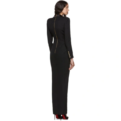 Shop Balmain Black Wool Long Double-breasted Dress In 0pa Black