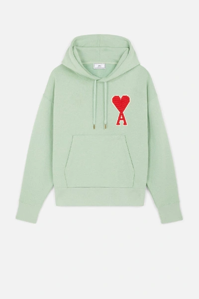 Shop Ami Alexandre Mattiussi Hoodie With Big Ami Coeur Patch In Green