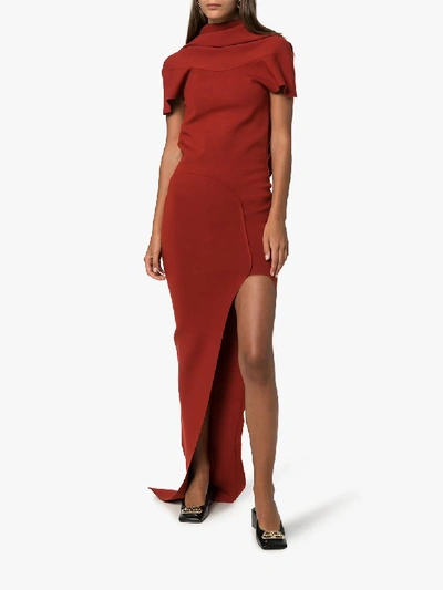 Shop Rick Owens Draped Asymmetric Gown In Red