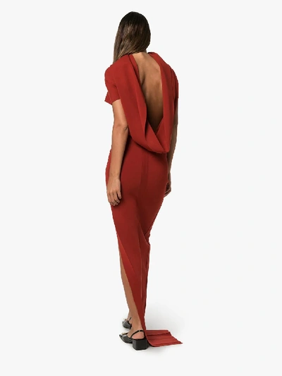 Shop Rick Owens Draped Asymmetric Gown In Red
