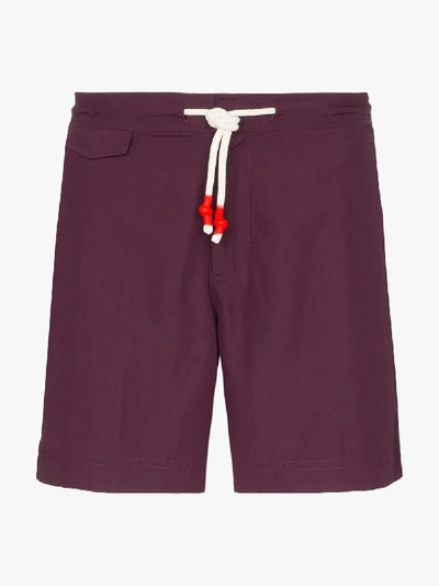 Shop Orlebar Brown Contrast Drawstring Swim Shorts In Purple
