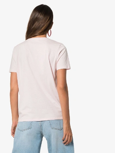 Shop Balmain Logo Print Cotton T-shirt In Pink