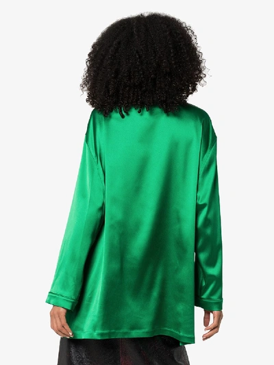 Shop Balenciaga Satin Pyjama Shirt In Green