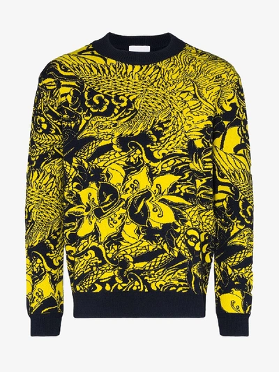 Shop Koché Floral Knit Sweater In Yellow