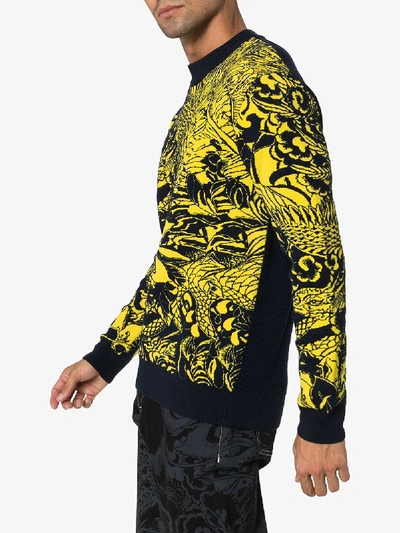 Shop Koché Floral Knit Sweater In Yellow