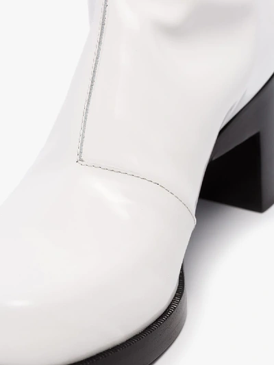 Shop Alyx 1017  9sm White Bowie 70 Patent Leather Tie Boots
