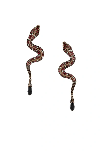 Shop Roberto Cavalli Snake Earrings In Gold