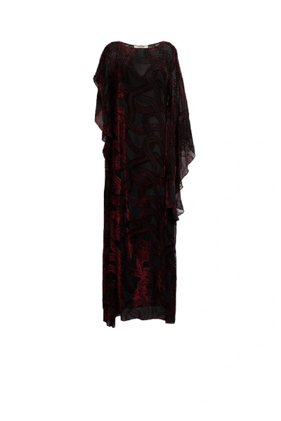 Shop Roberto Cavalli Asymmetric Velvet Snake Kaftan In Black