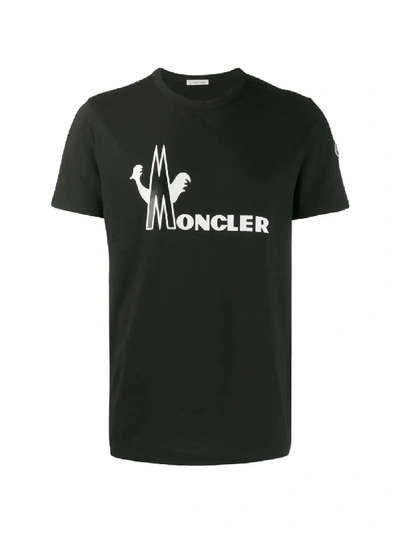 Shop Moncler Logo Print T-shirt In Black