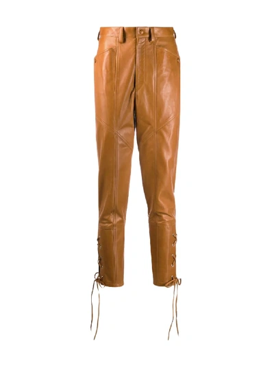 Shop Isabel Marant Cadix Leather Trousers In Brown