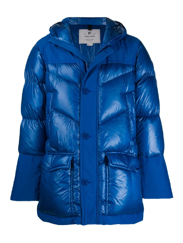 Woolrich Padded Hooded Coat In 3062 Blue | ModeSens