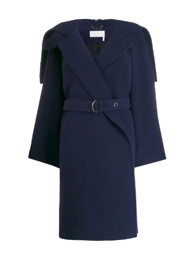 Shop Chloé Wrap-front Belted Coat In Blue