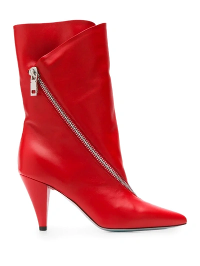 Shop Givenchy Zipped Mid-heel Boots In Red