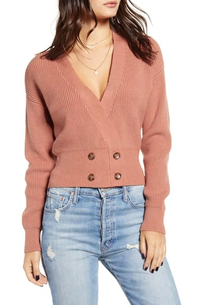 Joa Double Breasted Cardigan In Blush