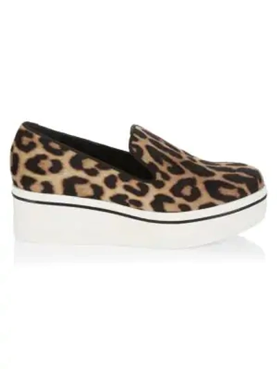 Shop Stella Mccartney Women's Leopard-print Platform Wedge Sneakers In Black