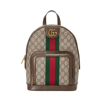 Pre-owned Gucci Ophidia Backpack Gg Supreme Small Beige/ebony